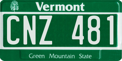 VT license plate CNZ481