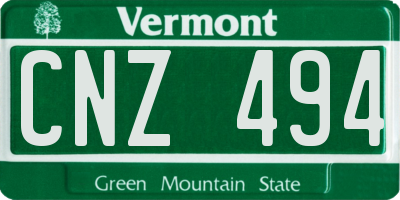 VT license plate CNZ494
