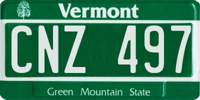 VT license plate CNZ497