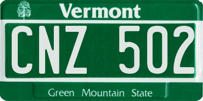 VT license plate CNZ502