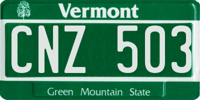 VT license plate CNZ503