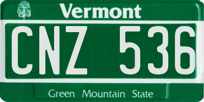 VT license plate CNZ536
