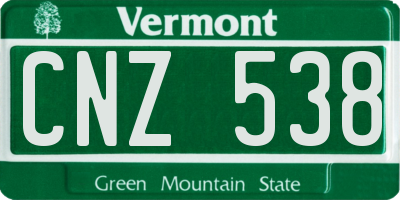 VT license plate CNZ538