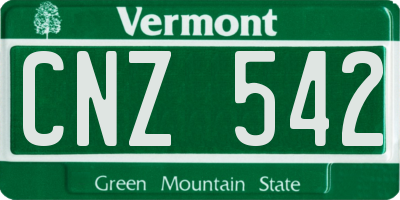 VT license plate CNZ542