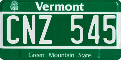 VT license plate CNZ545