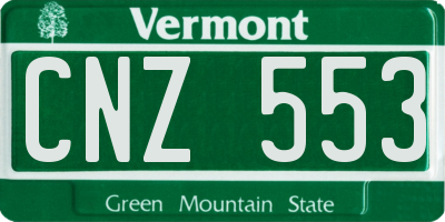 VT license plate CNZ553