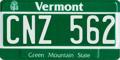 VT license plate CNZ562