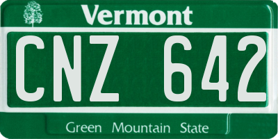 VT license plate CNZ642