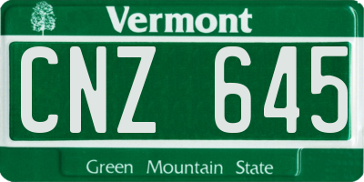 VT license plate CNZ645