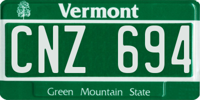 VT license plate CNZ694
