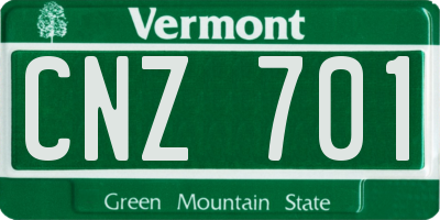 VT license plate CNZ701