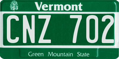VT license plate CNZ702