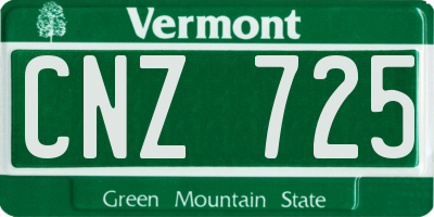 VT license plate CNZ725