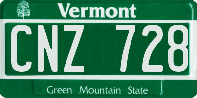 VT license plate CNZ728