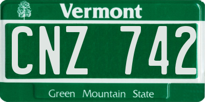 VT license plate CNZ742