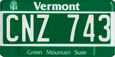 VT license plate CNZ743