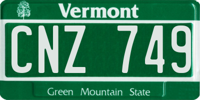 VT license plate CNZ749