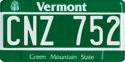 VT license plate CNZ752