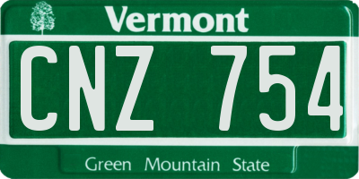VT license plate CNZ754