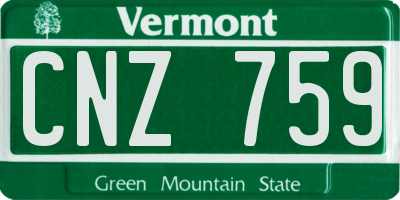 VT license plate CNZ759