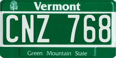VT license plate CNZ768