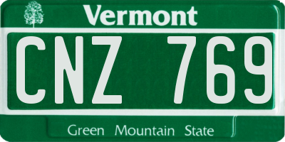 VT license plate CNZ769