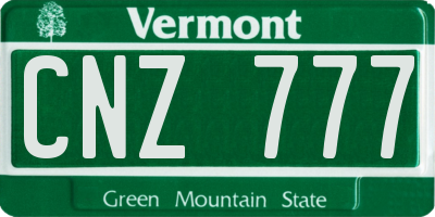VT license plate CNZ777