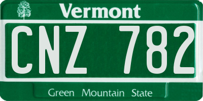 VT license plate CNZ782