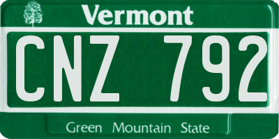 VT license plate CNZ792