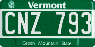 VT license plate CNZ793