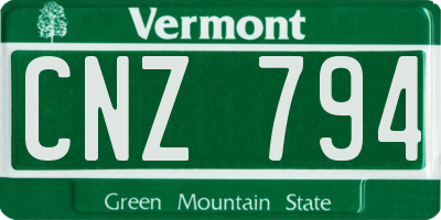 VT license plate CNZ794