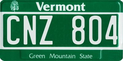 VT license plate CNZ804