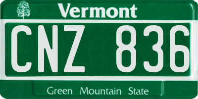 VT license plate CNZ836