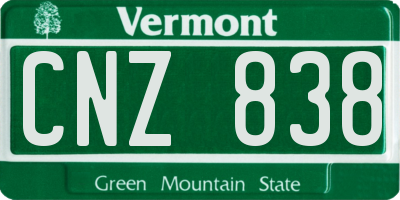 VT license plate CNZ838