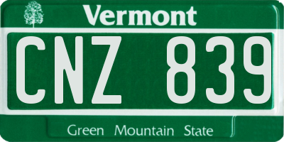 VT license plate CNZ839