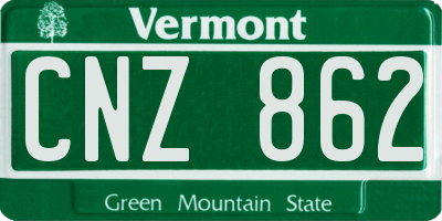 VT license plate CNZ862