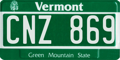 VT license plate CNZ869