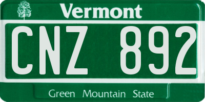VT license plate CNZ892