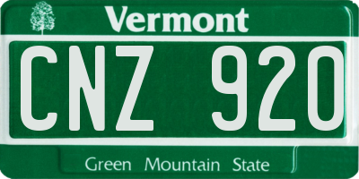 VT license plate CNZ920