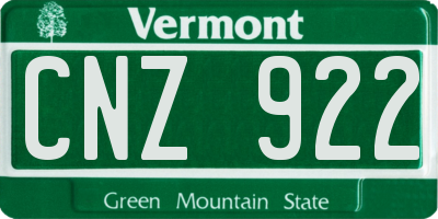 VT license plate CNZ922