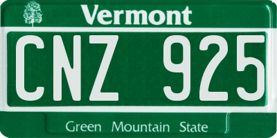 VT license plate CNZ925