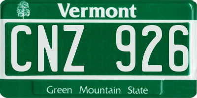 VT license plate CNZ926