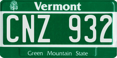 VT license plate CNZ932