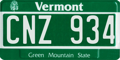 VT license plate CNZ934