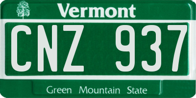 VT license plate CNZ937