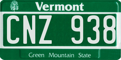 VT license plate CNZ938