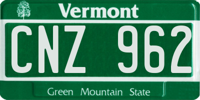 VT license plate CNZ962