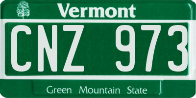 VT license plate CNZ973