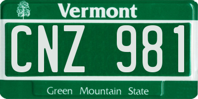 VT license plate CNZ981