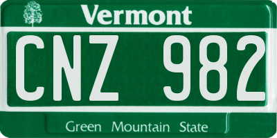 VT license plate CNZ982